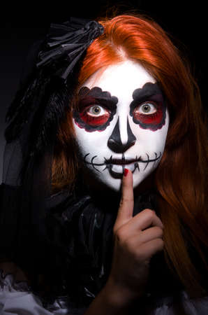 Woman satana in halloween conceptの写真素材