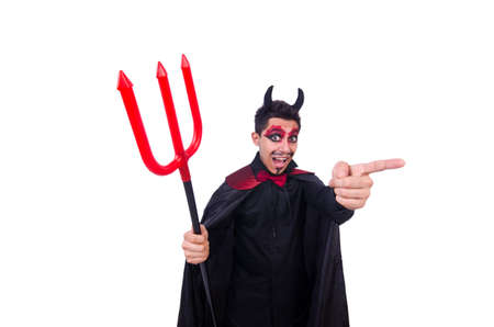 Man in devil costume in halloween conceptの写真素材
