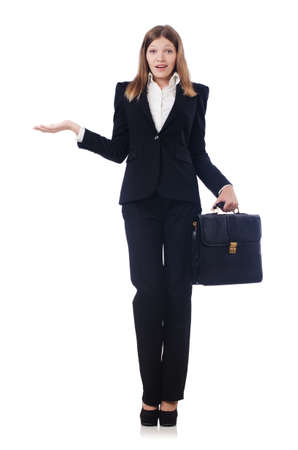 Young businesswoman isolated on whiteの写真素材