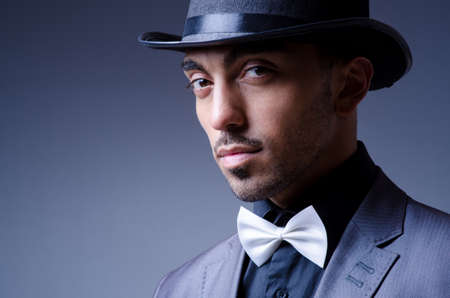 Businessman in old style hatの写真素材