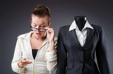 Woman tailor working on clothingの写真素材