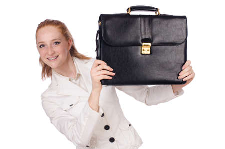 Young businesswoman isolated on whiteの写真素材