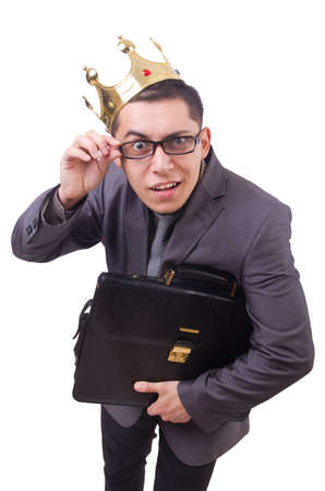 King businessman isolated on whiteの写真素材