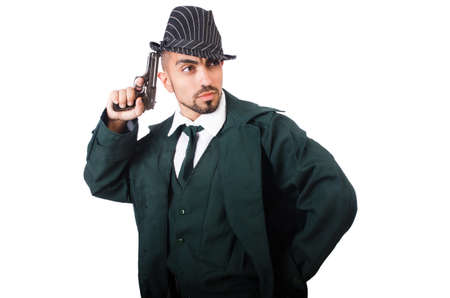 Young detective isolated on the white