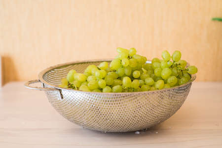 Green grapes in healthy eating conceptの写真素材