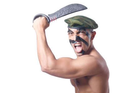 Soldier isolated on the white backgroundの写真素材