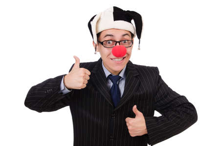 Clown businessman isolated on whiteの写真素材