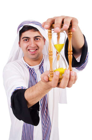 Arab man thinking about passage of timeの写真素材