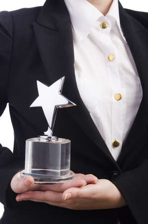 Young businesswoman isolated on the whiteの写真素材