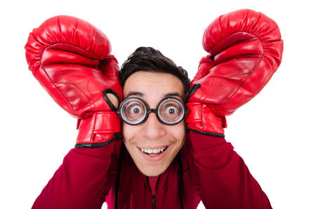 Funny boxer isolated on whiteの写真素材