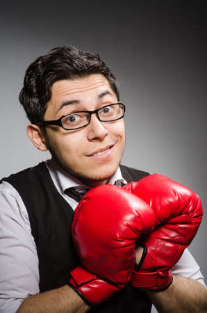 Funny boxer businessman in sport conceptの写真素材