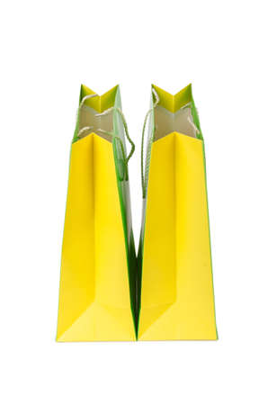 Colourful shopping bags isolated on whiteの写真素材