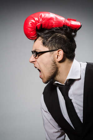 Funny boxer businessman in sport conceptの写真素材