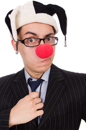 Clown businessman isolated on whiteの写真素材