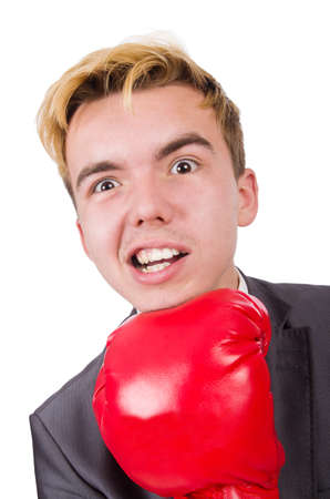 Funny boxer businessman in sport conceptの写真素材