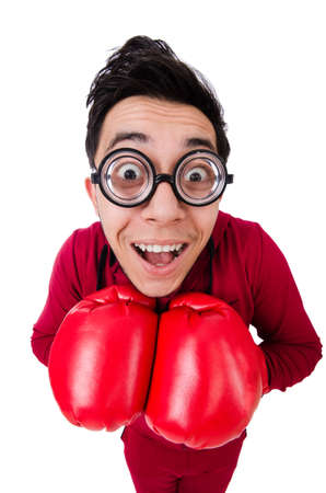 Funny boxer isolated on whiteの写真素材
