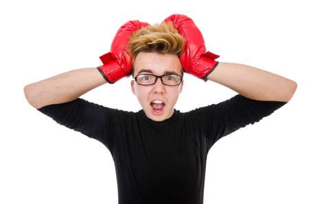 Funny boxer isolated on the white backgroundの写真素材