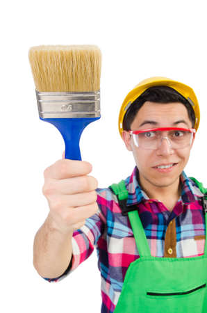 Funny painter isolated on whiteの写真素材