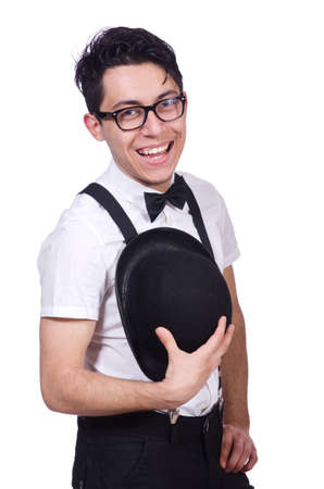 Funny man isolated on the whiteの写真素材