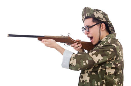 Funny soldier isolated on the white