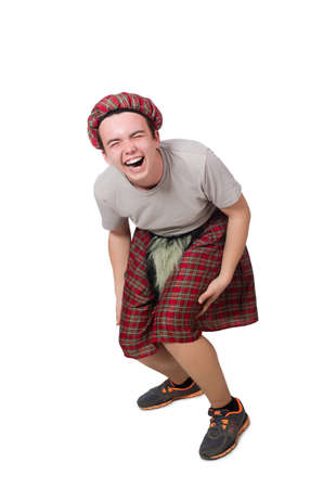 Funny scotsman isolated on whiteの写真素材