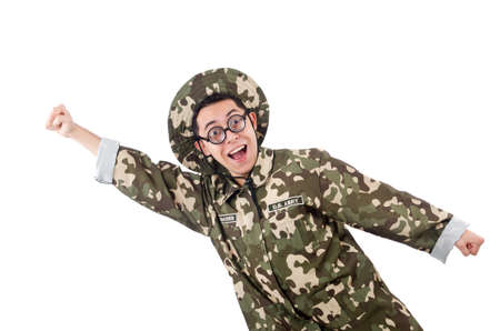 Funny soldier isolated on the whiteの写真素材