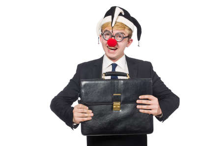 Clown businessman isolated on whiteの写真素材