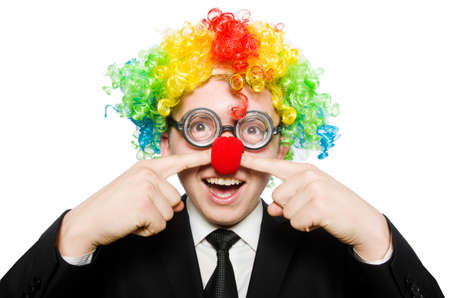 Clown businessman isolated on whiteの写真素材