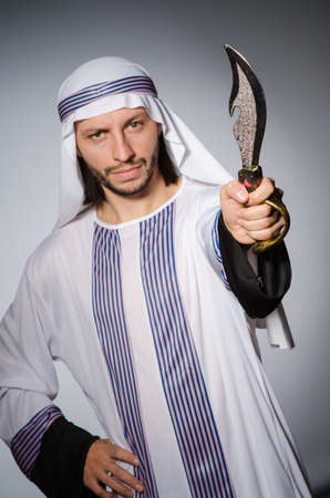 Arab man with sharp knifeの写真素材