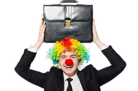 Clown businessman isolated on whiteの写真素材