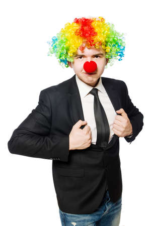 Clown businessman isolated on whiteの写真素材