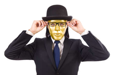 Man with mask isolated on whiteの写真素材
