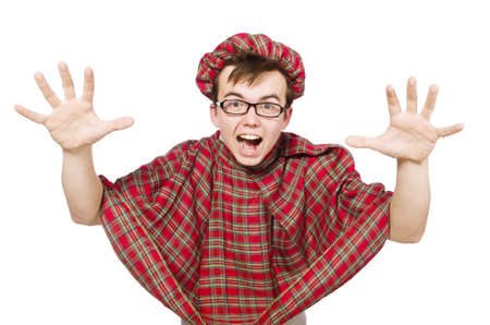 Funny scotsman isolated on whiteの写真素材
