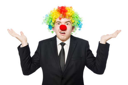Clown businessman isolated on whiteの写真素材