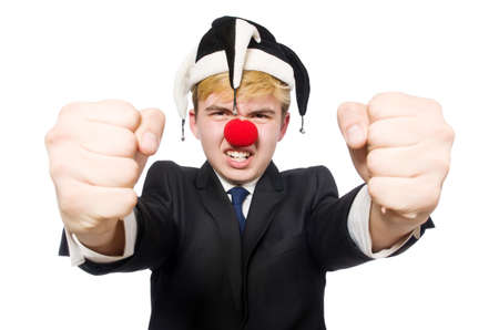 Clown businessman isolated on white