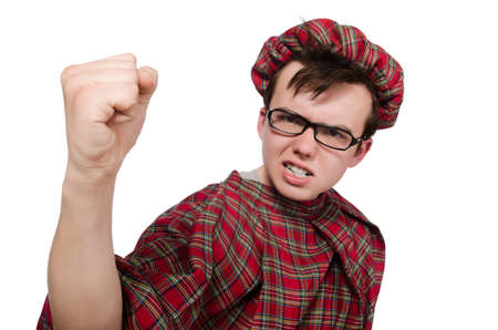 Funny scotsman isolated on whiteの写真素材