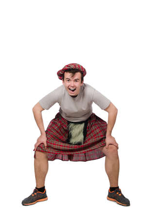 Funny scotsman isolated on whiteの写真素材