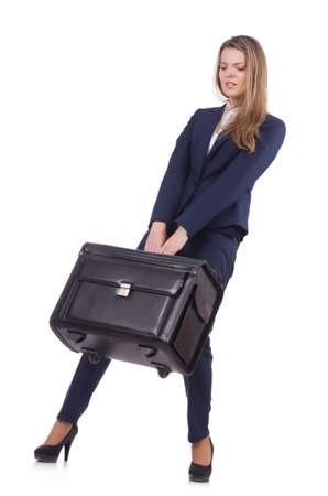 Travel vacation concept with luggage on whiteの写真素材