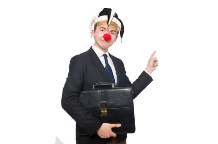 Clown businessman isolated on whiteの写真素材