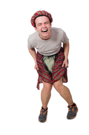 Funny scotsman isolated on whiteの写真素材