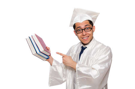 Student isolated on the whie backgroundの写真素材