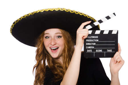 Funny mexican with movie boardの写真素材