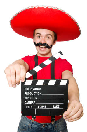 Funny mexican with movie boardの写真素材