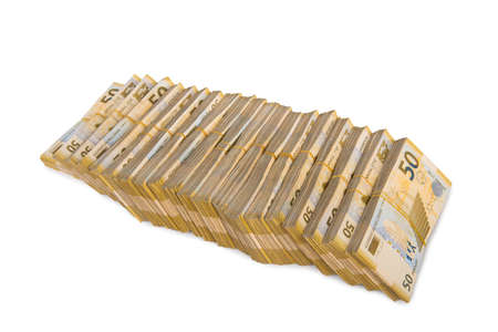 Stack of money isolated on the whiteの写真素材