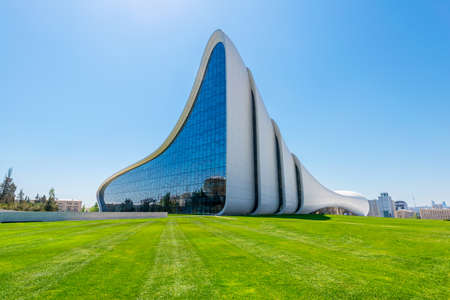 BAKU- MAY 03: Heydar Aliyev Center on May 3, 2014 in Baku, Azerbaijan. Heydar Aliyev Center won the Design Museum's Designs of the Year Award in 2014のeditorial素材