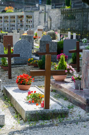Small cemetery in Italy on summer day