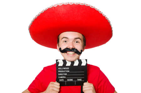 Funny mexican with movie boardの写真素材