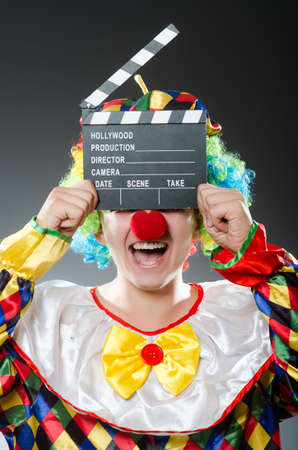 Clown with the movie boardの写真素材