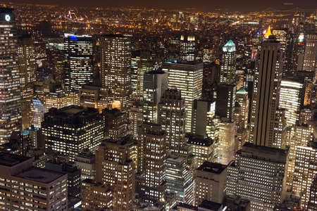 New York skyscrapers at nightの写真素材