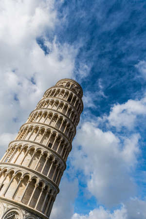 Famous leaning tower of Pisa during summer dayの写真素材